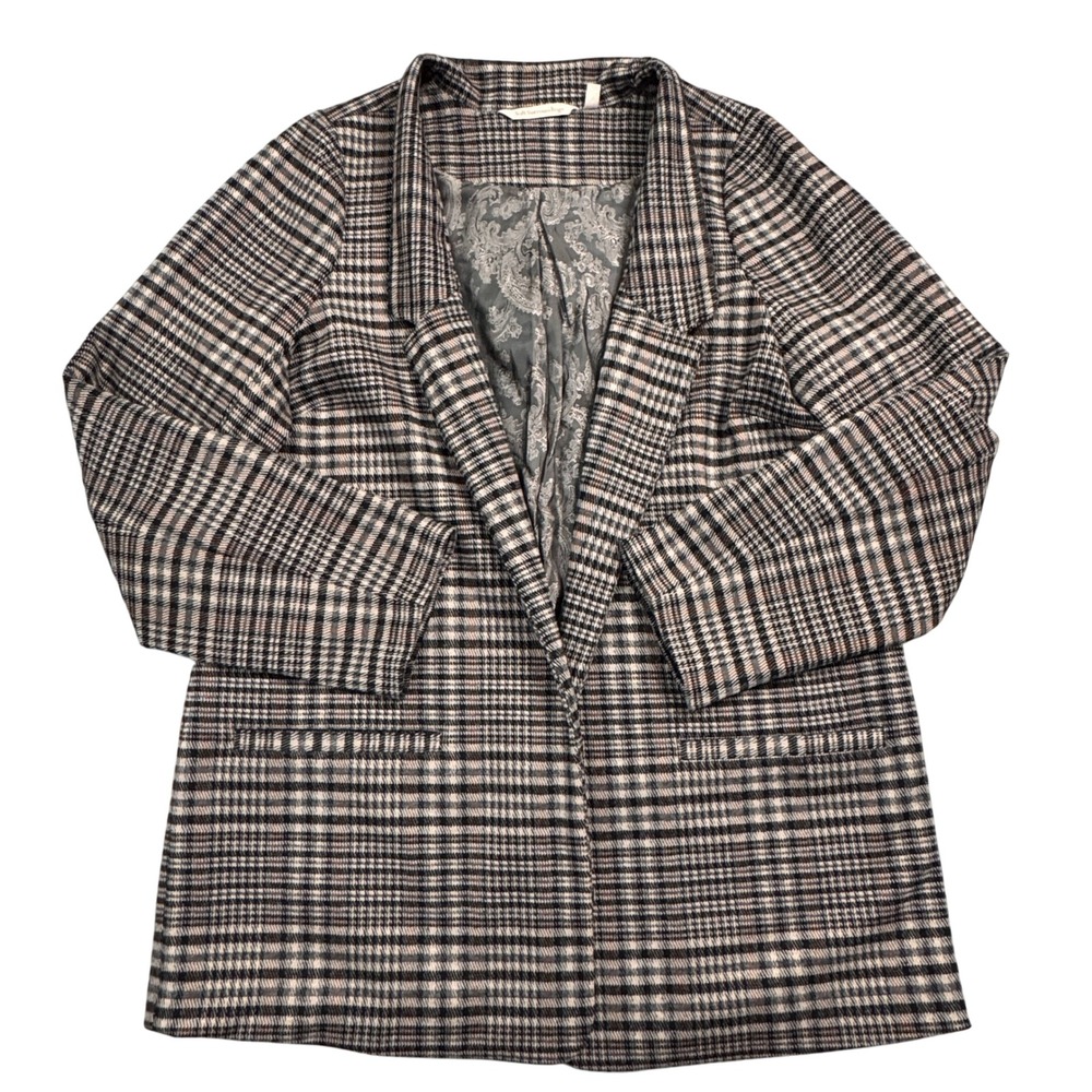 Soft Surroundings‎ Plaid Blazer Jacket Women's Medium Paisley Lined Open Front